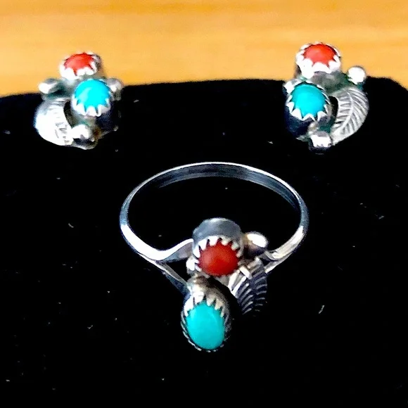 $68  Rare  Baby or Child's Estate 3 Piece Set   Most Likely Navajo  Sterling - Picture 8 of 9